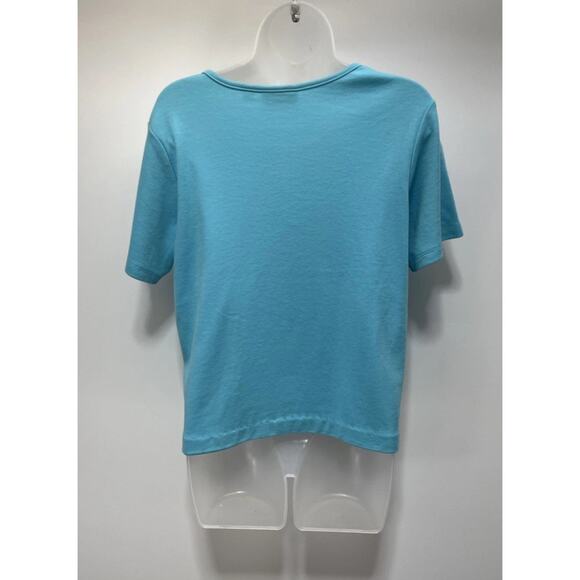Quacker Factory Rhinestone Embellished Short Sleeve Top Blue Sz S Colorful Gems - Picture 4 of 7